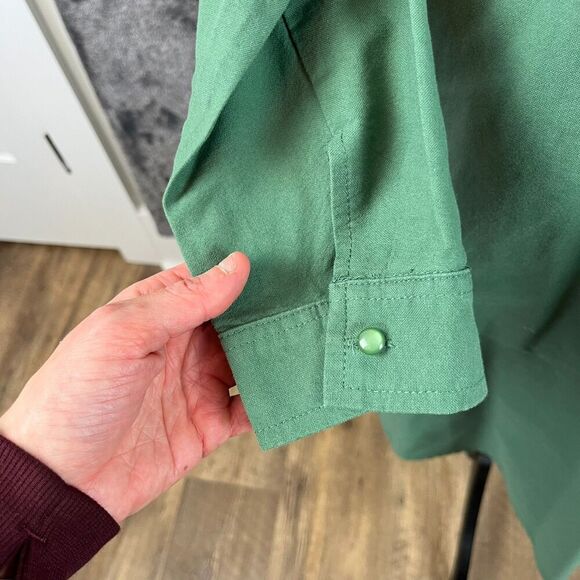Pomander Place Tuckernuck Green Polly Dress Mini Cotton 3/4 Sleeve Popover M - Picture 3 of 12